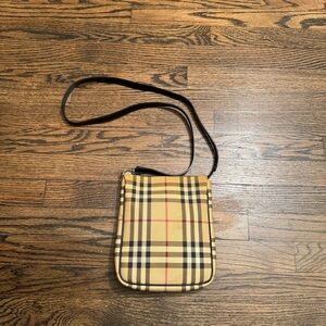 Authentic Burberry Vintage Check Coated Canvas Crossbody Bag